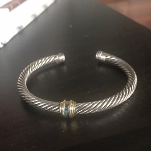 David Yurman Sterling Silv 14k Gold Sapphire Cuff